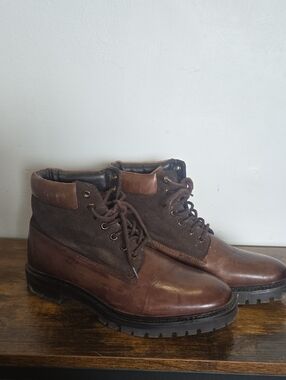 Men's Brown Leather & Suede Lace-Up Work Boots